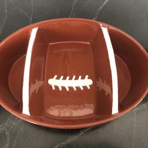 Football Ceramic Chip and Dip Serving Bowl